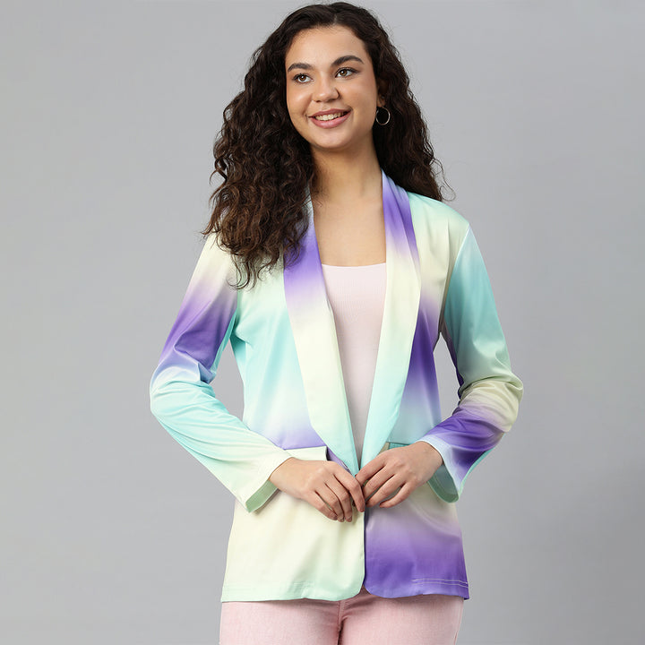 Purple Glaze Print Semi Casual Blazer