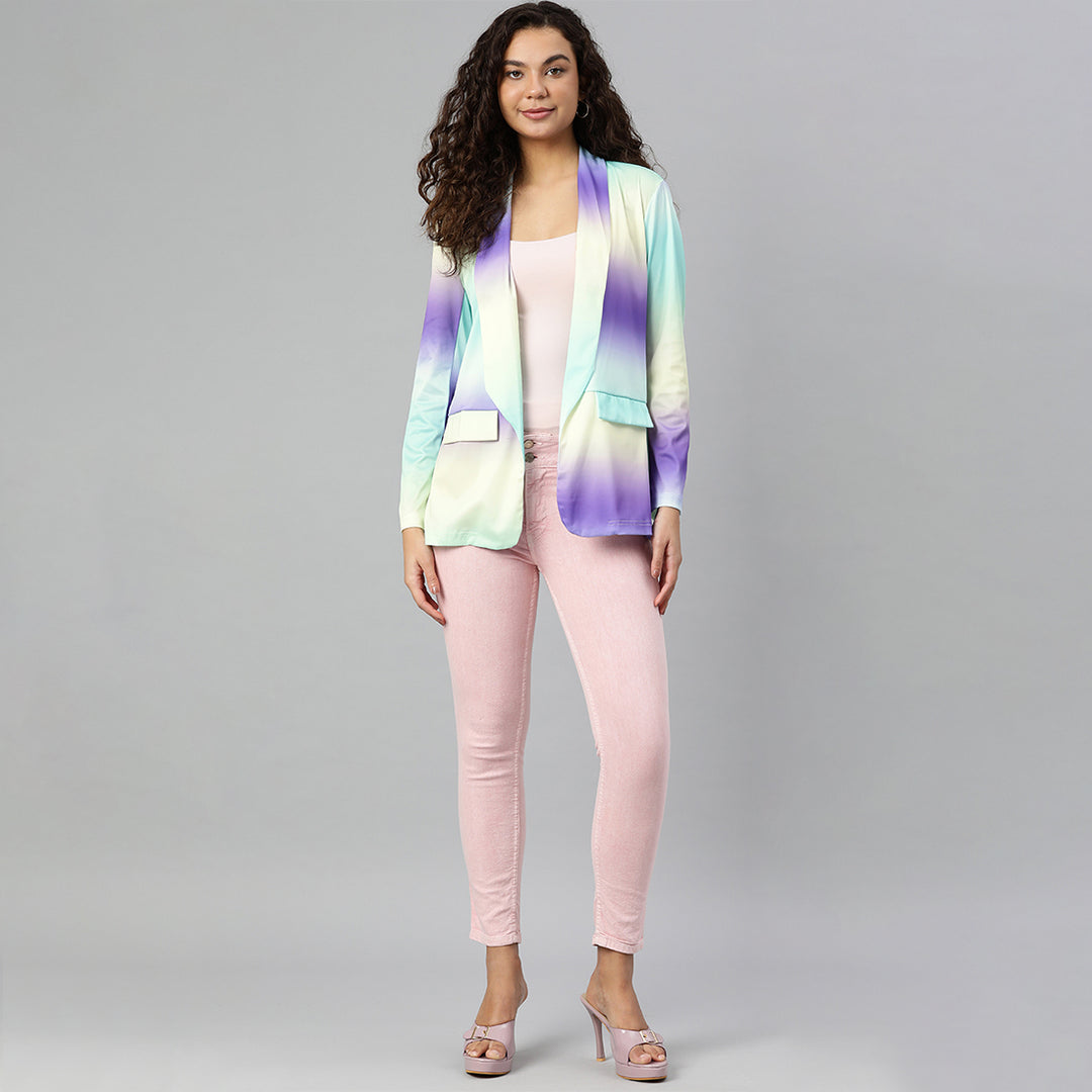 Purple Glaze Print Semi Casual Blazer