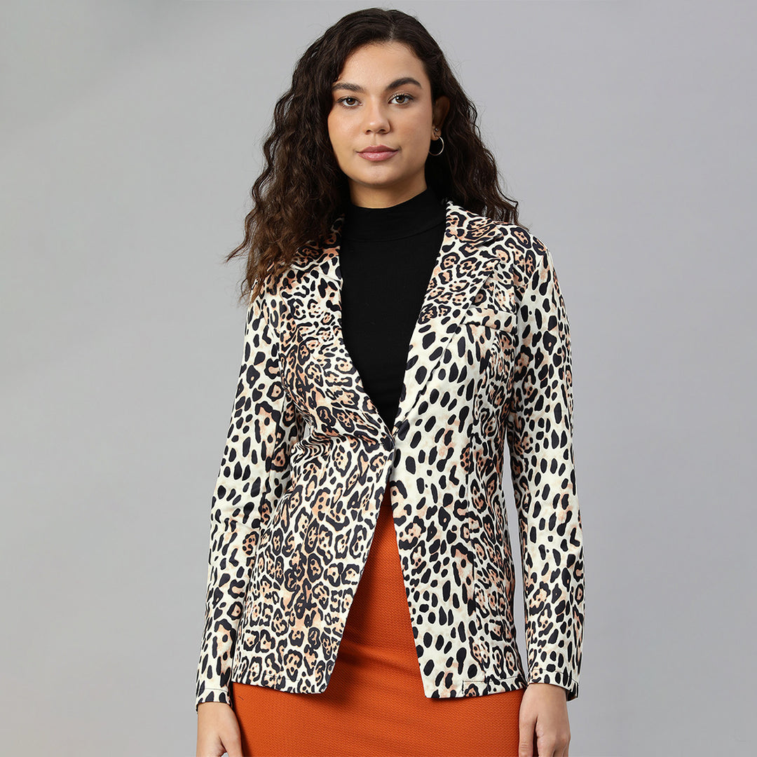 Multicolor Leopard Print Casual Blazer