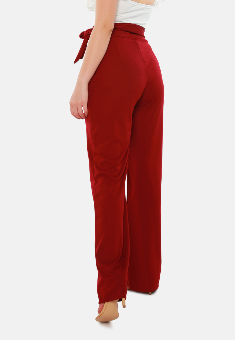 men high waist wide leg pants#color_wine