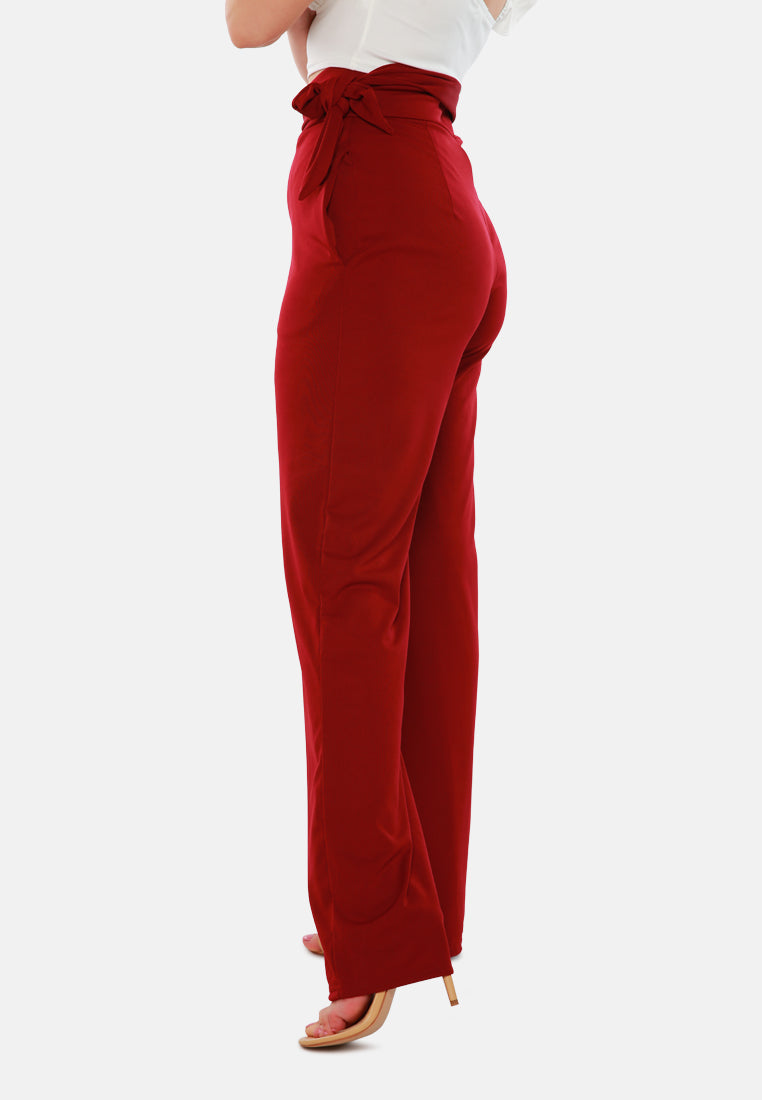men high waist wide leg pants#color_wine