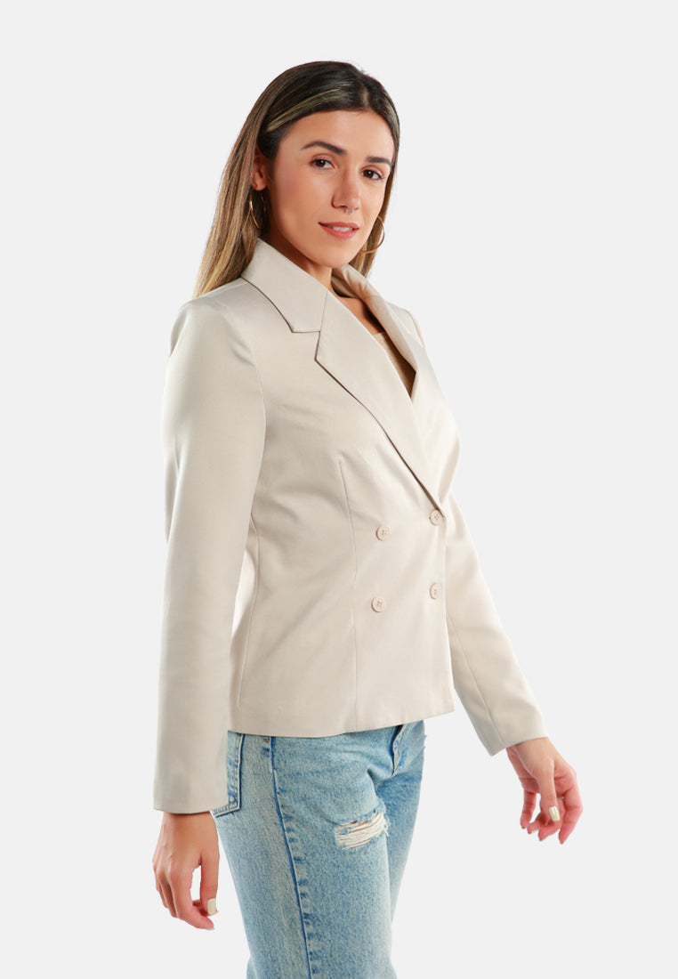 women buttoned lapel blazer#color_beige