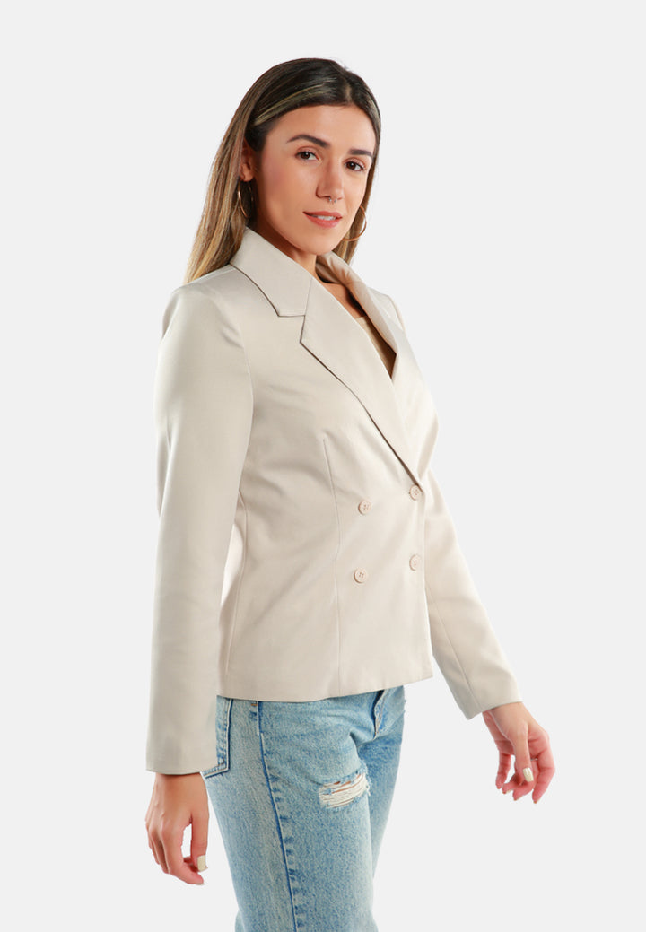women buttoned lapel blazer#color_beige