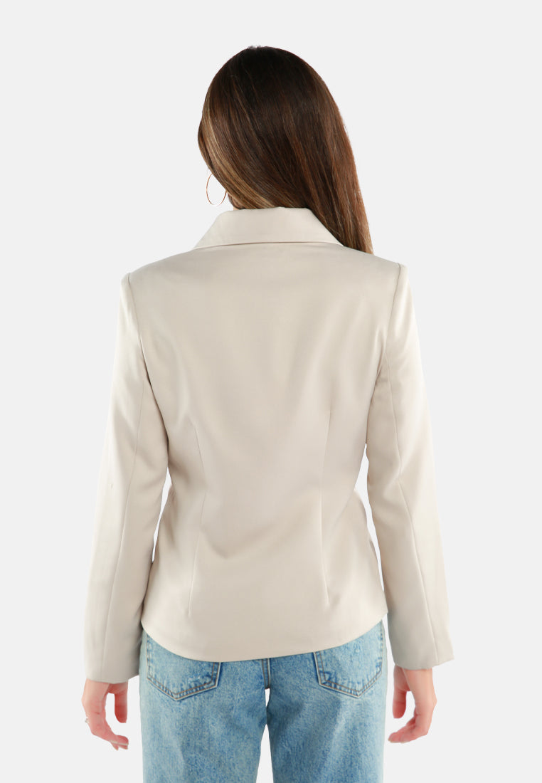 women buttoned lapel blazer#color_beige