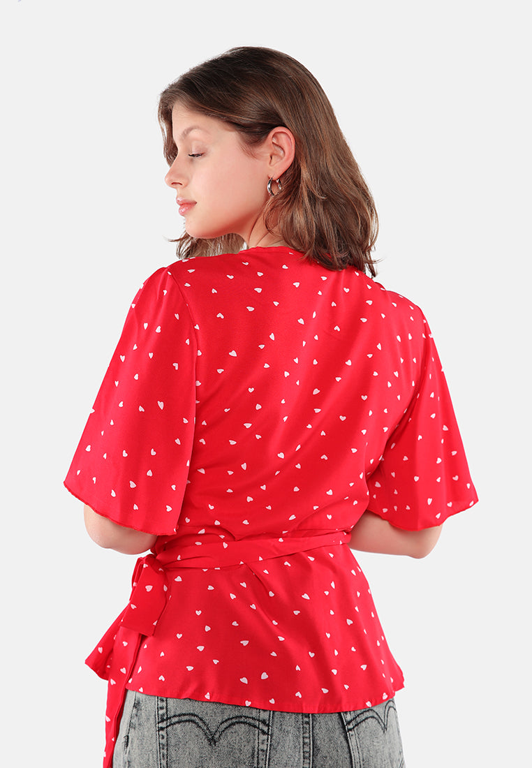 women little hearts wrap around top#color_red