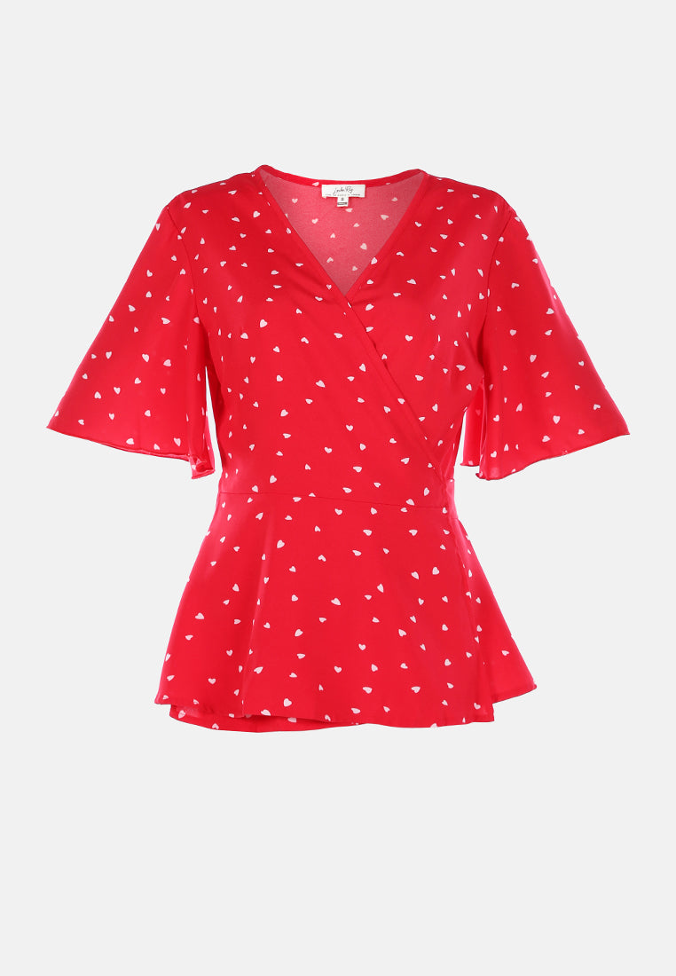 women little hearts wrap around top#color_red