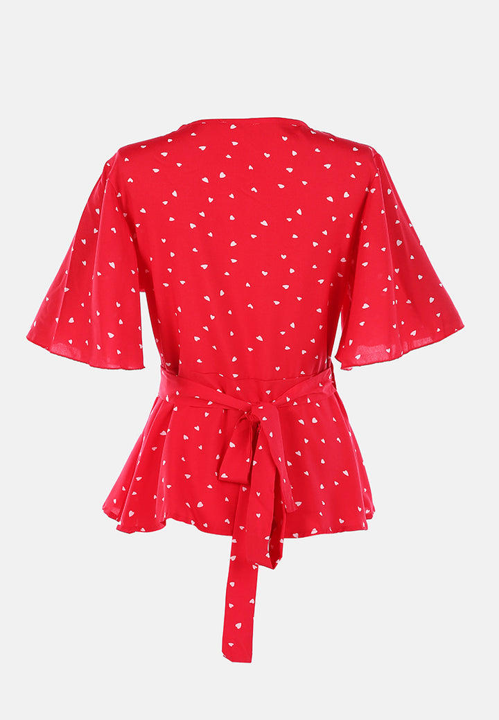 women little hearts wrap around top#color_red