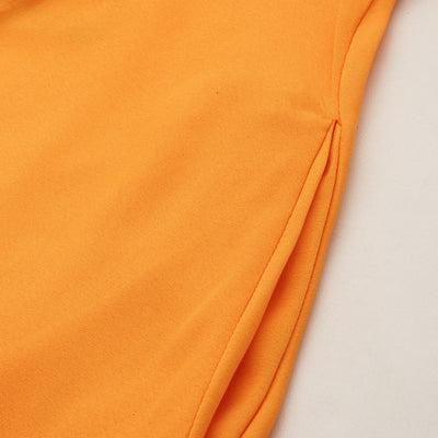 bow detail slit long skirt#color_orange
