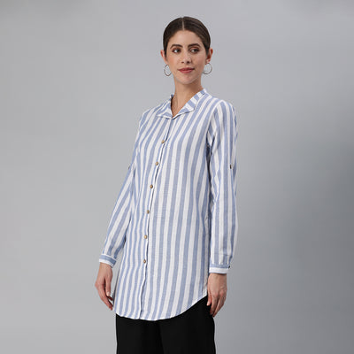 striped long sleeve shirt#color_aqua blue