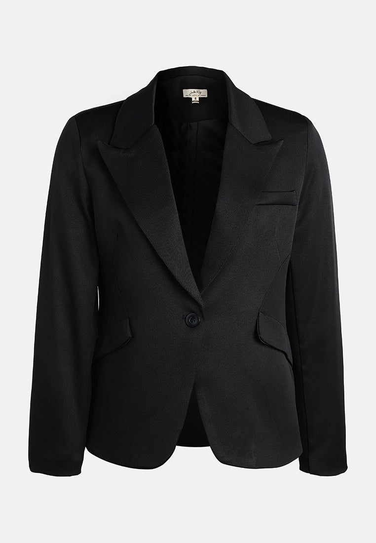 women sleek lapel blazer#color_black