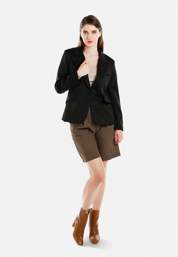 women sleek lapel blazer#color_black