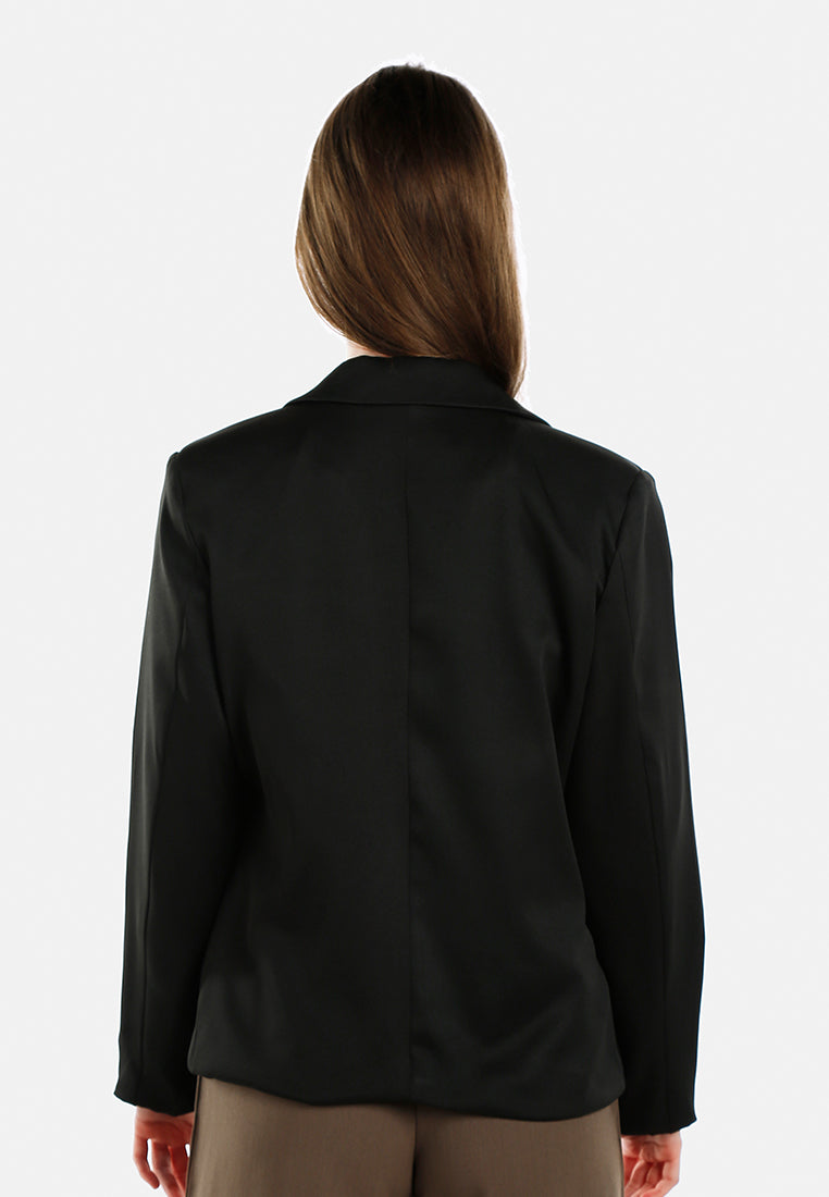 women sleek lapel blazer#color_black