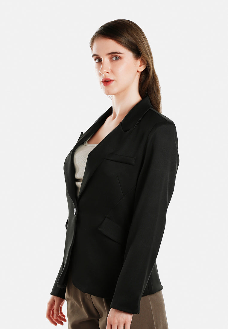 women sleek lapel blazer#color_black