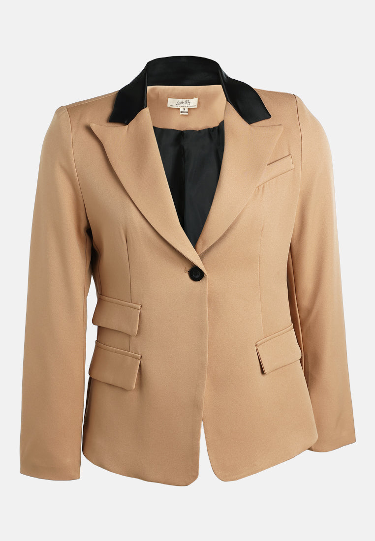 women two-tone lapel blazer#color_khaki