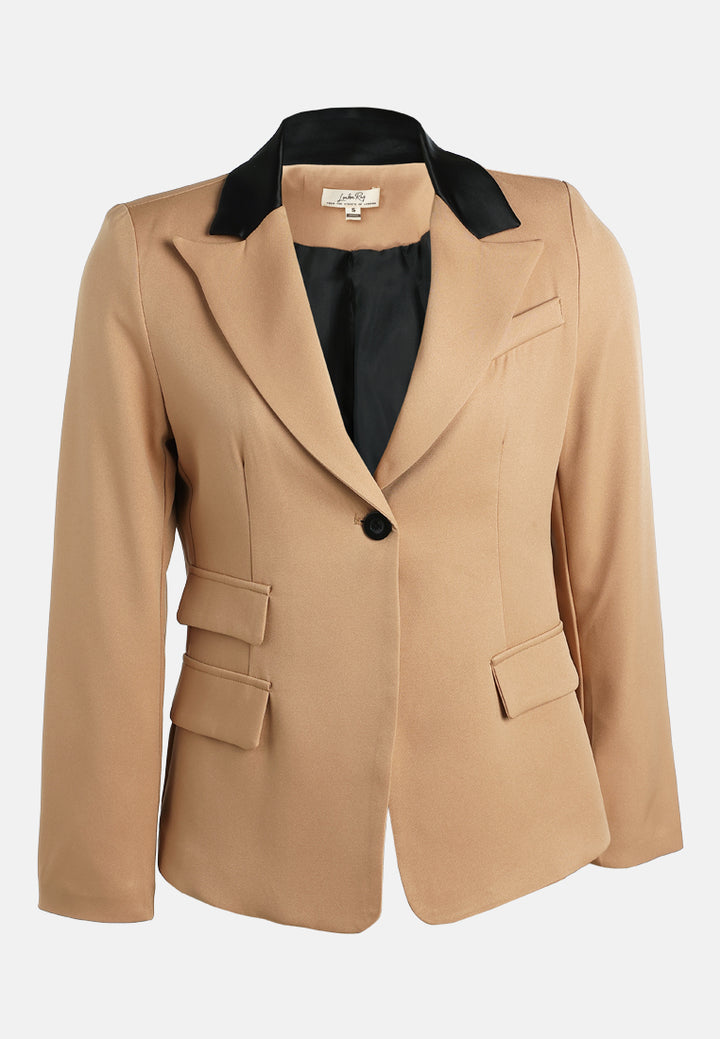 women two-tone lapel blazer#color_khaki