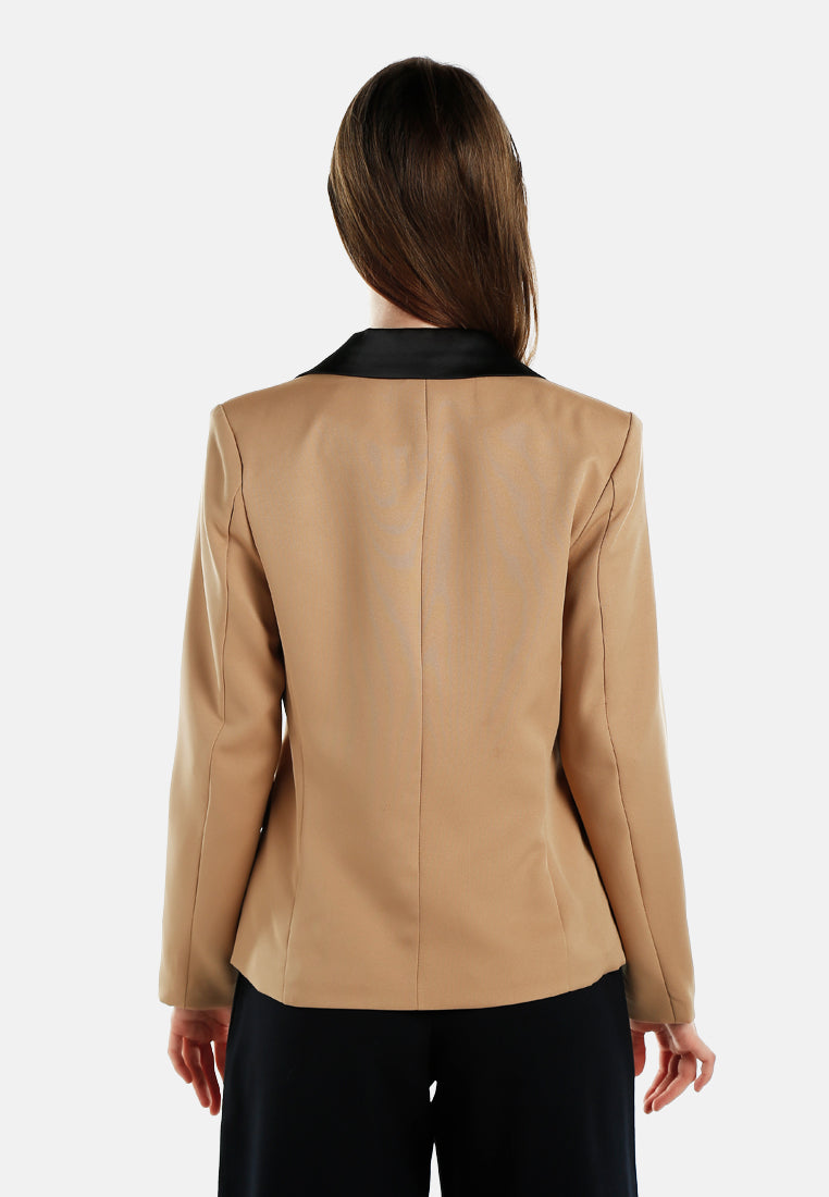 women two-tone lapel blazer#color_khaki