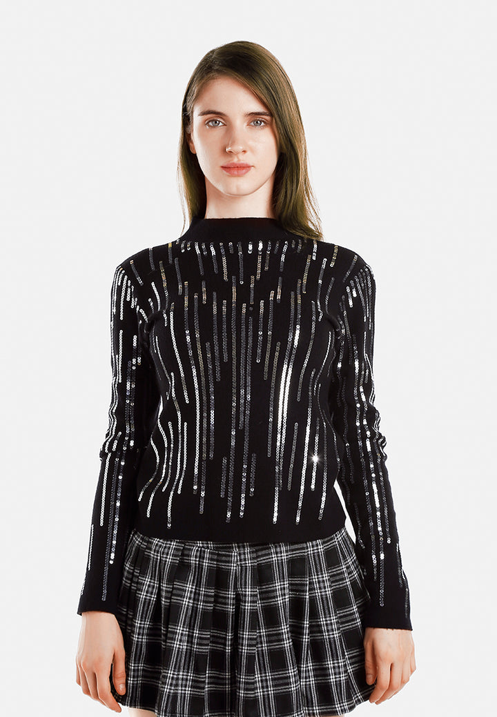 Sequin Detail Full Sleeves Top