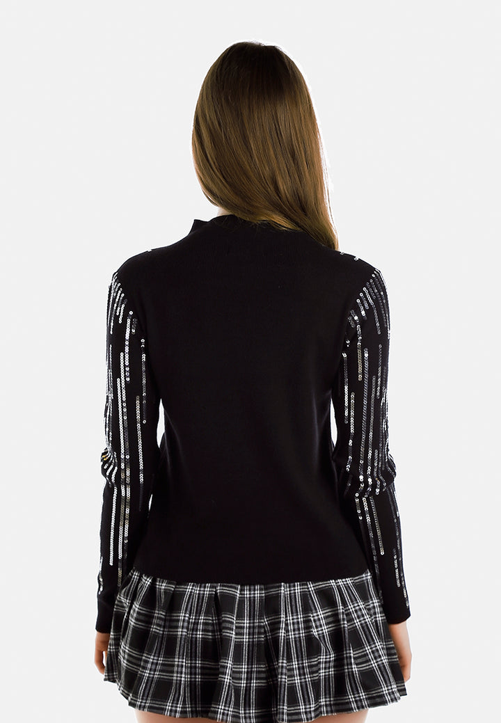 Sequin Detail Full Sleeves Top