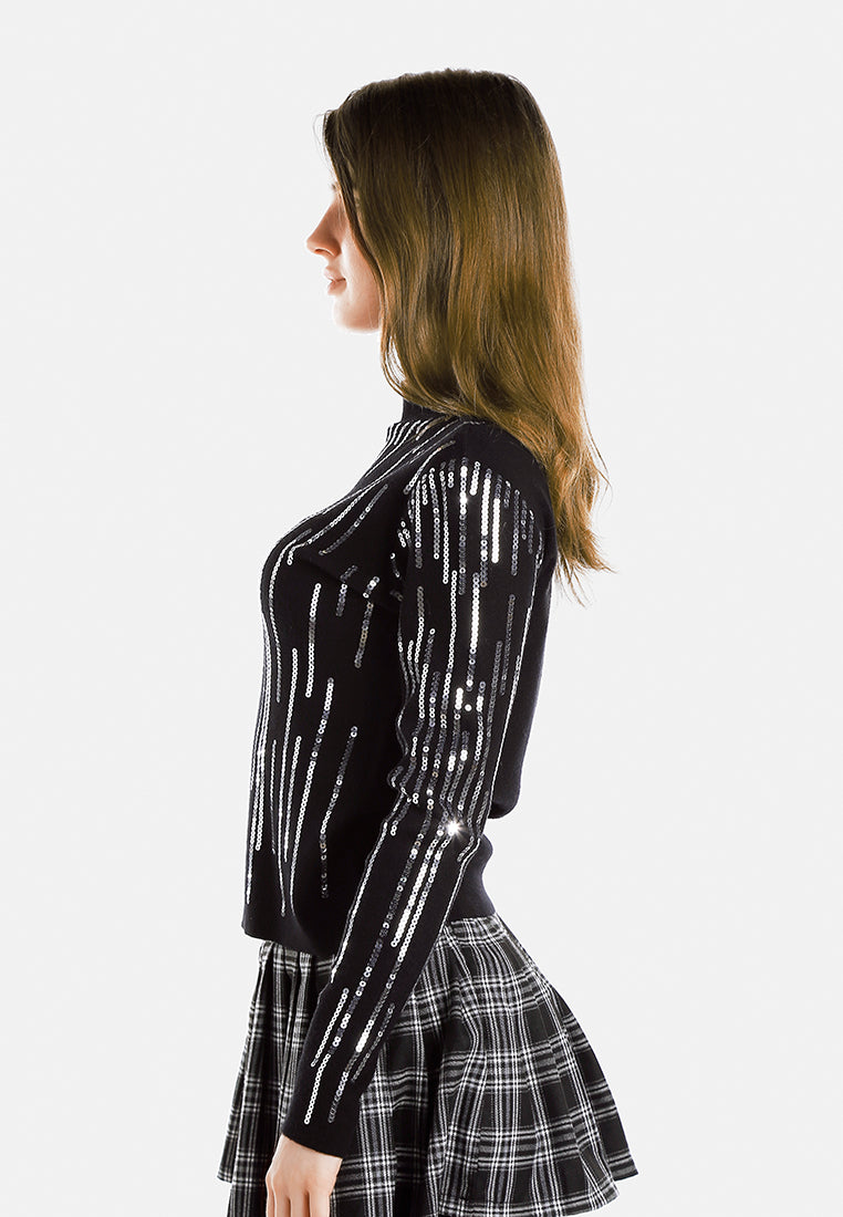 Sequin Detail Full Sleeves Top