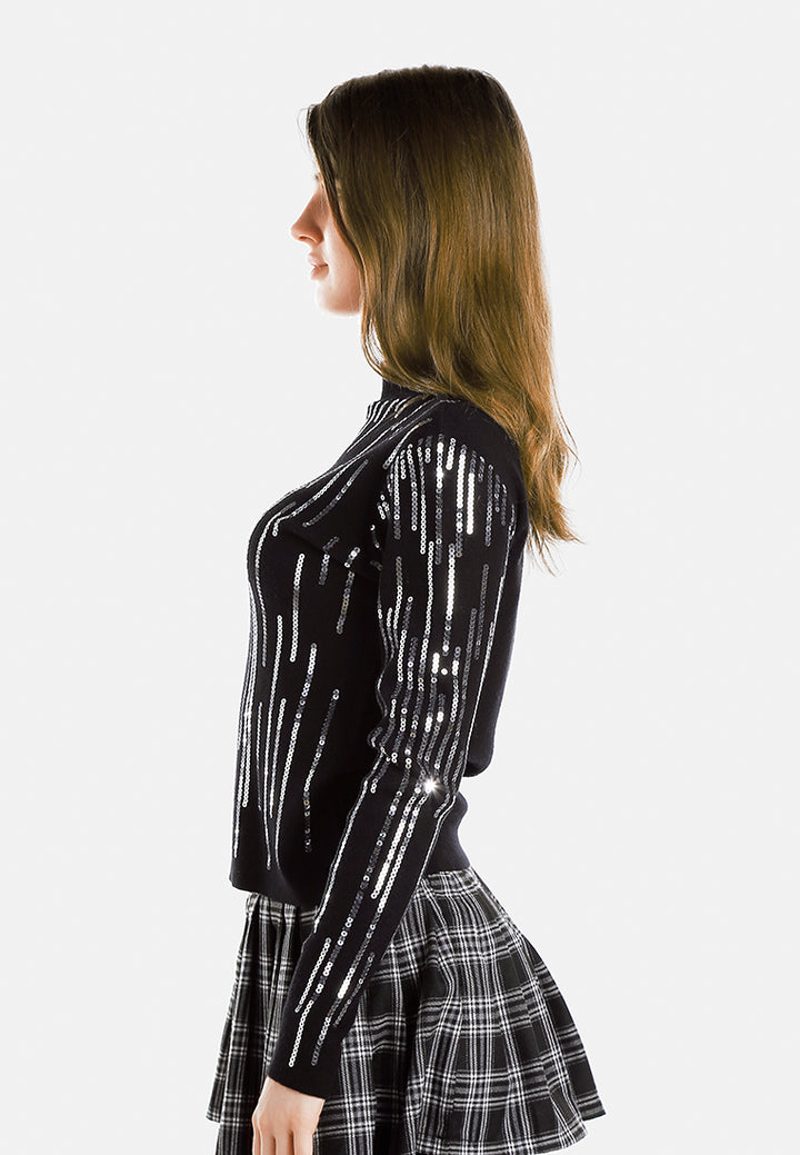 Sequin Detail Full Sleeves Top