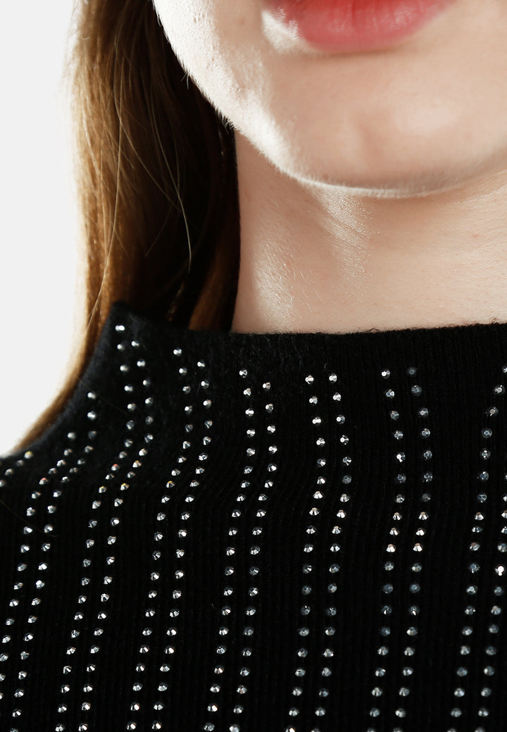 Full Sleeves Sequin High Neck Top