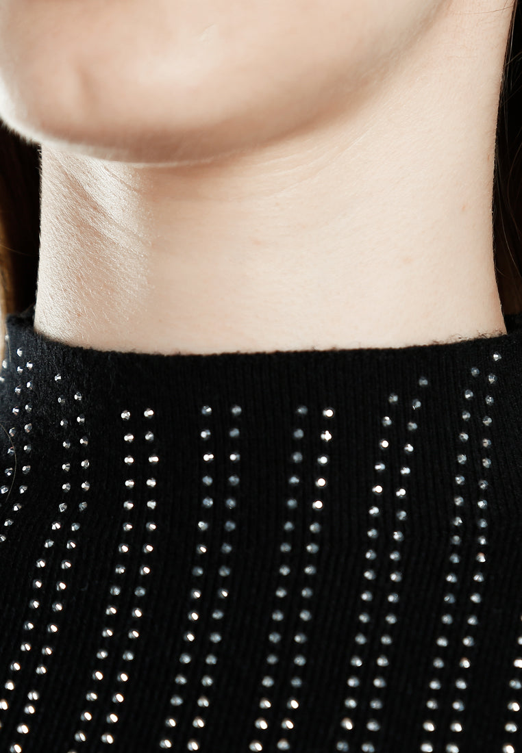 Sleeveless Sequin High Neck Top