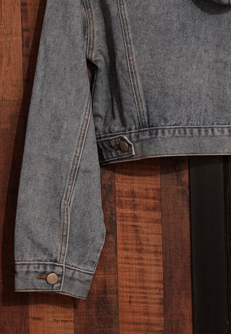 Women Cropped Denim Hoodie Jacket