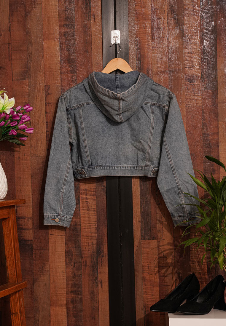 women cropped denim hoodie jacket#color_light-blue