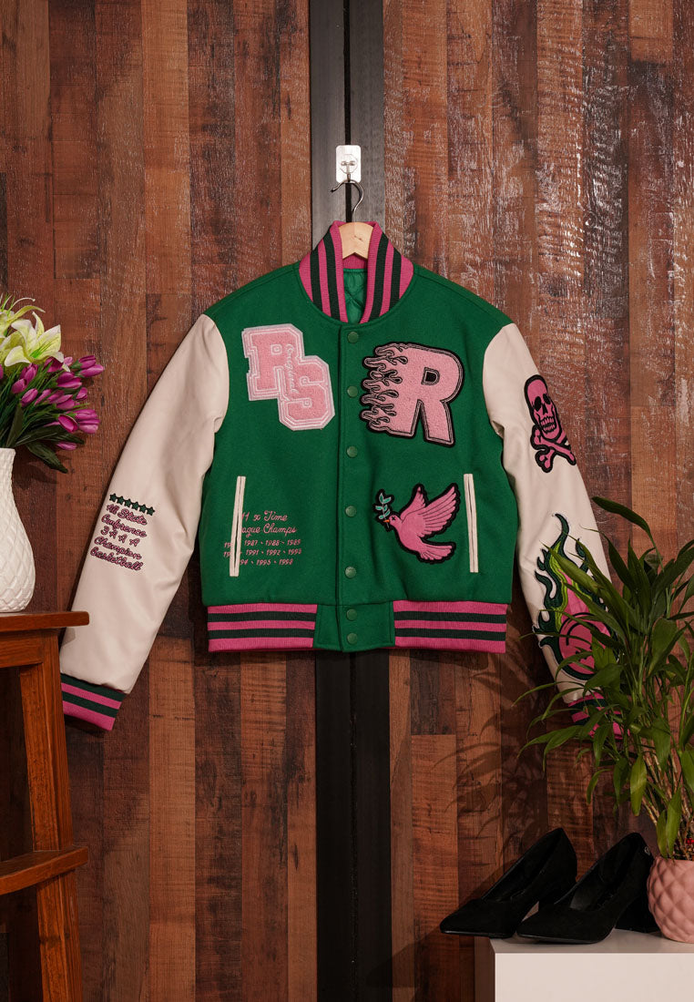 women green white puffer jacket#color_multicolor