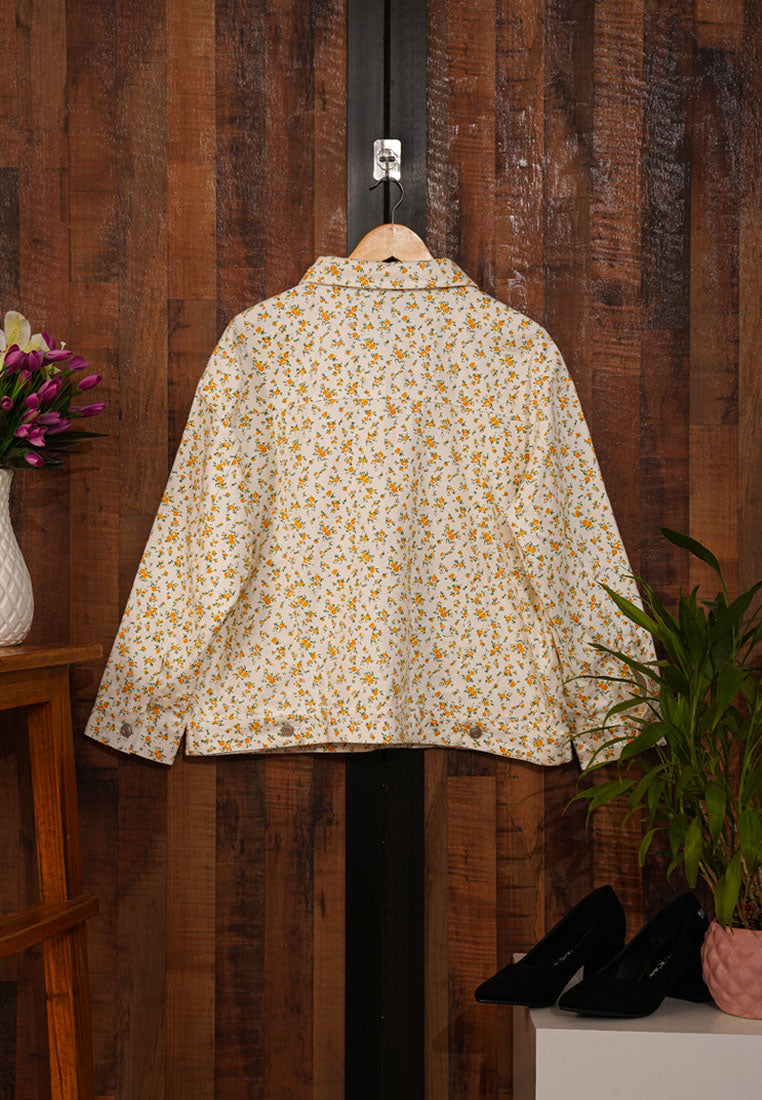 women floral print cotton jacket#color_beige