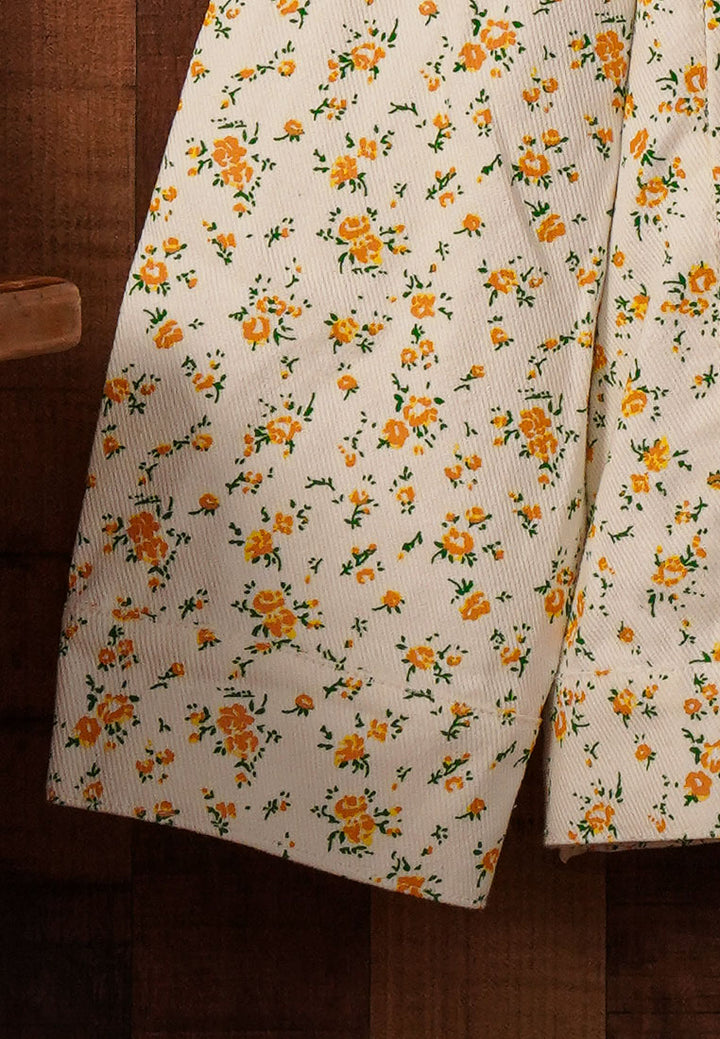 women floral print cotton jacket#color_beige