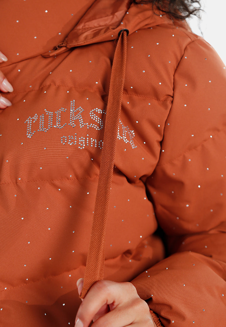 women relaxed hooded quilted jacket#color_brown