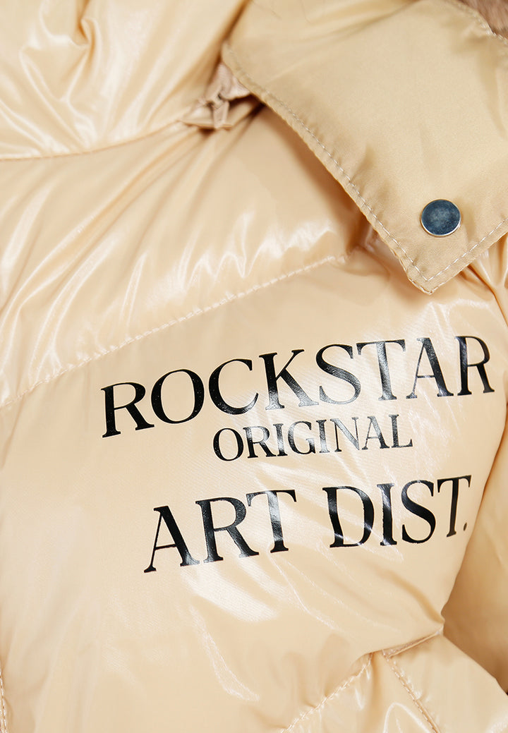 women glossy cropped puffer jacket#color_beige