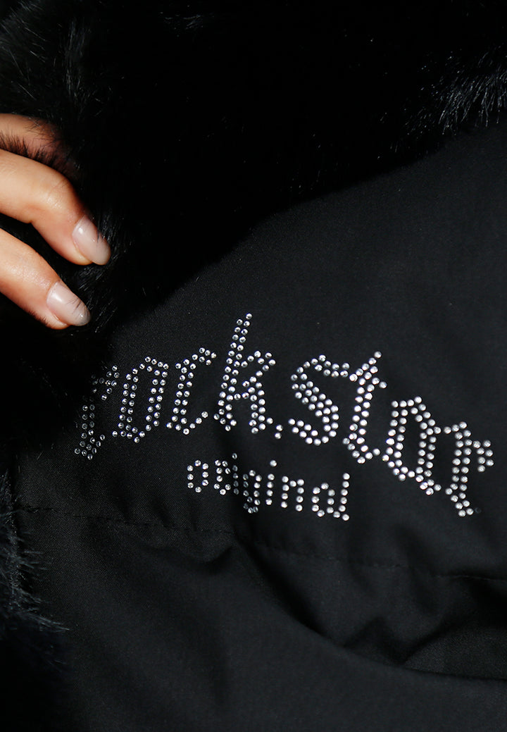 women relaxed faux fur panel jacket#color_black