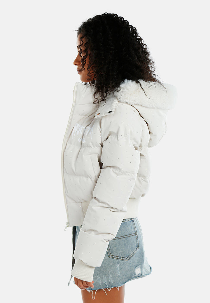 women high-neck cropped faux fur jacket#color_off-white