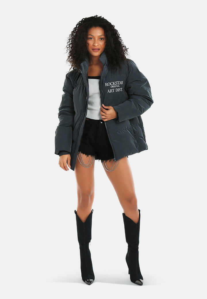 women structured street puffer jacket#color_dark-grey