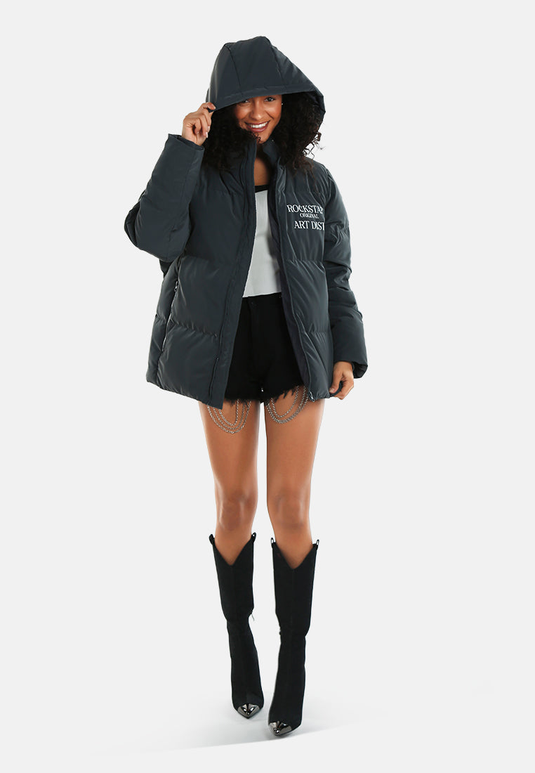 women structured street puffer jacket#color_dark grey