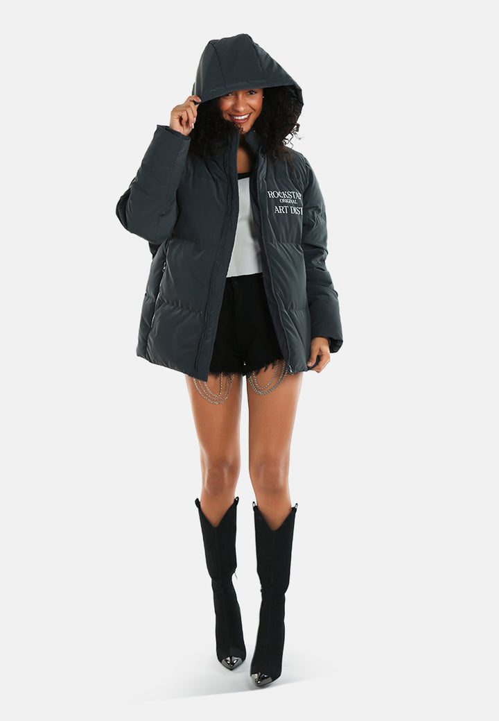 women structured street puffer jacket#color_dark grey