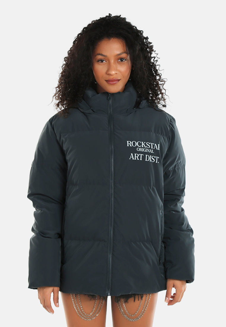 women structured street puffer jacket#color_dark grey