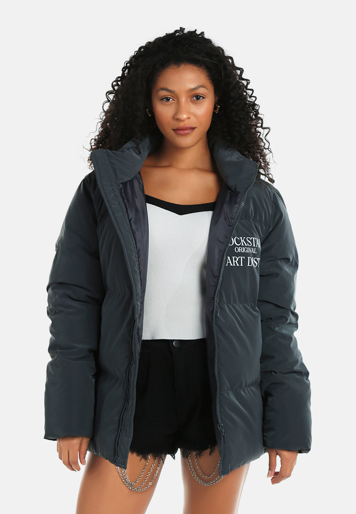 women structured street puffer jacket#color_dark-grey