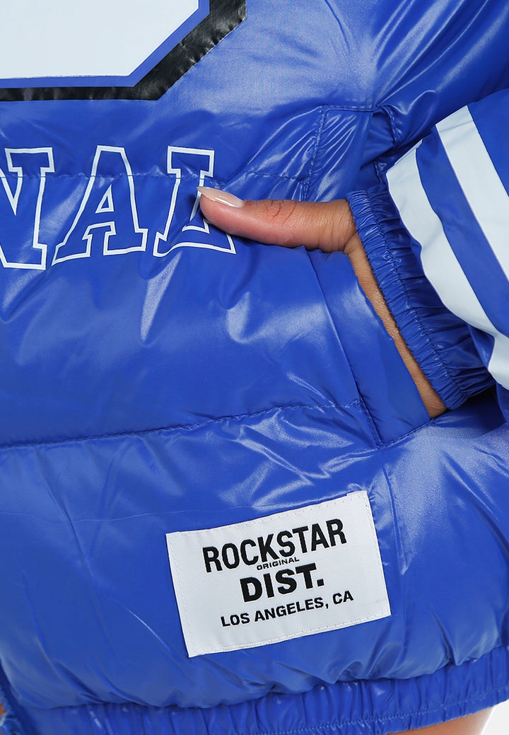 women logo print puffer jacket#color_blue