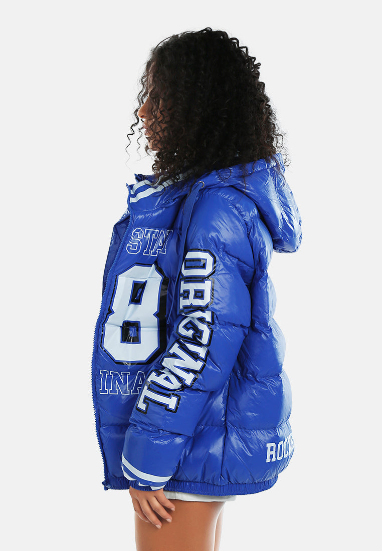 women logo print puffer jacket#color_blue
