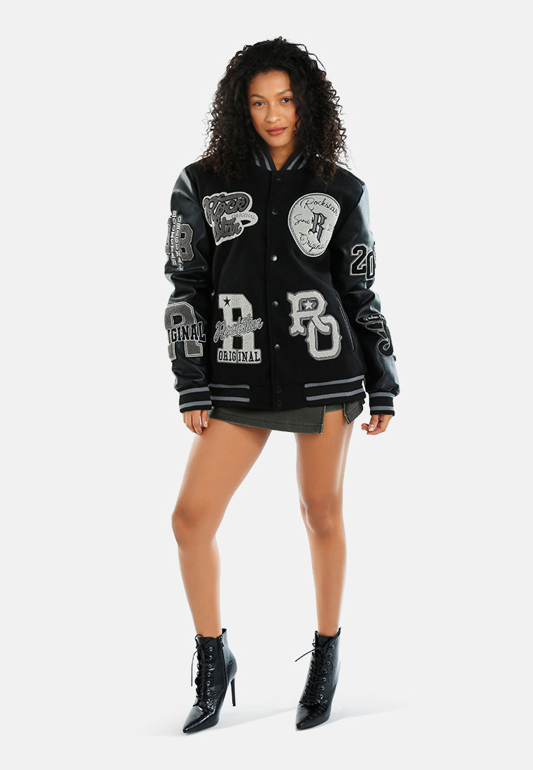 Women Logo Patch Varsity Jacket
