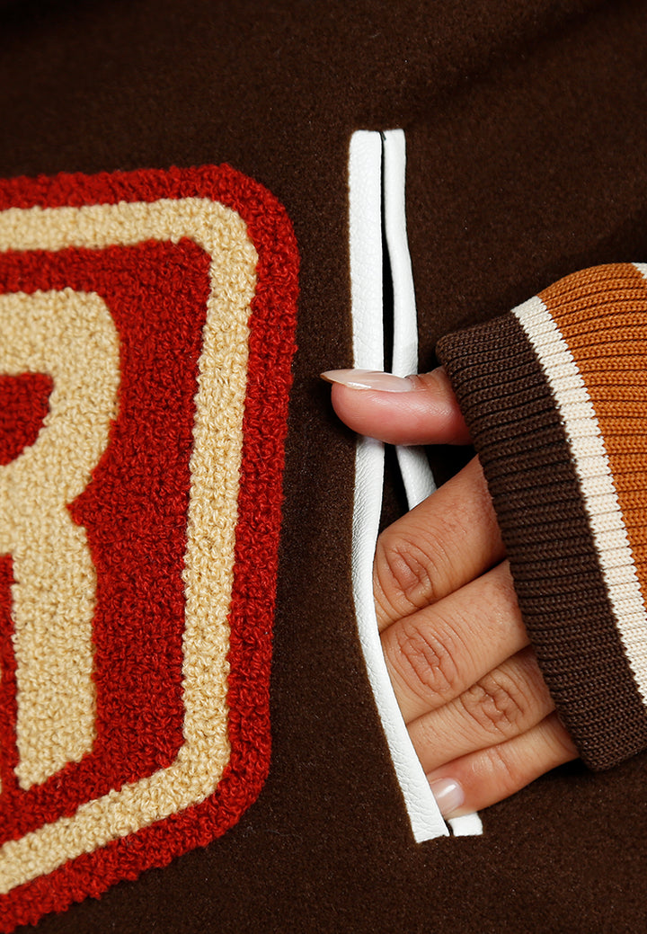 Women Logo Patch Snap Button Jacket