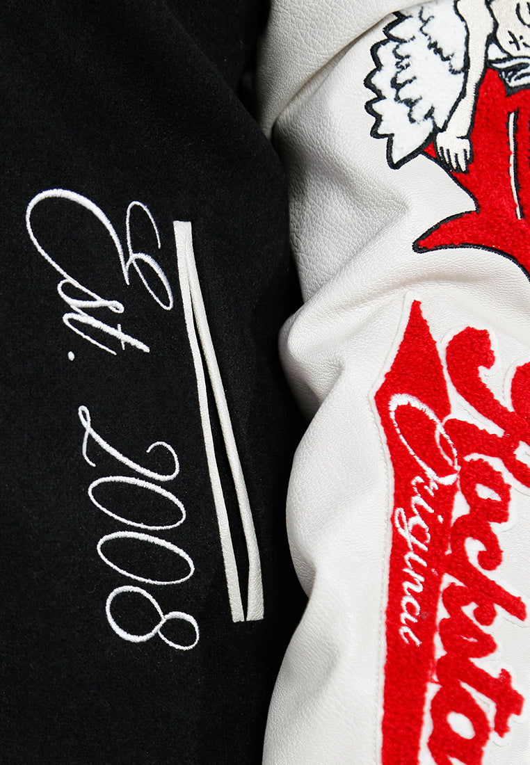 women patch detail varsity jacket#color_multicolor