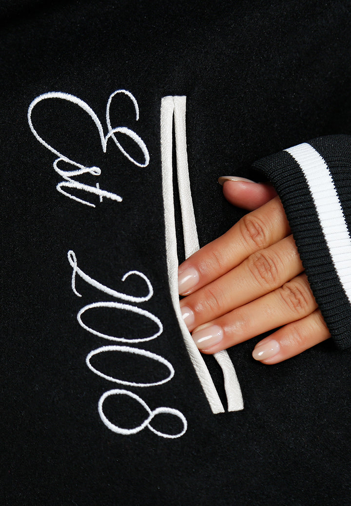 women patch detail varsity jacket#color_multicolor