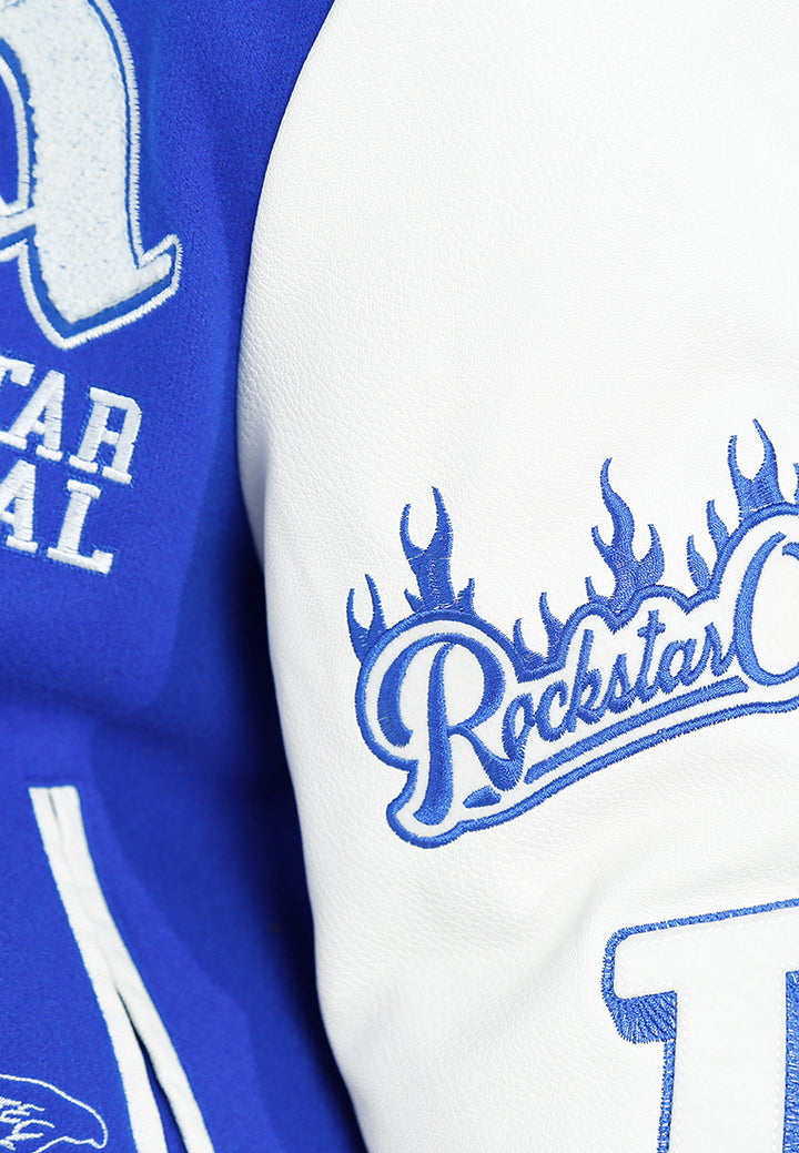 women embroidery detail varsity jacket#color_blue