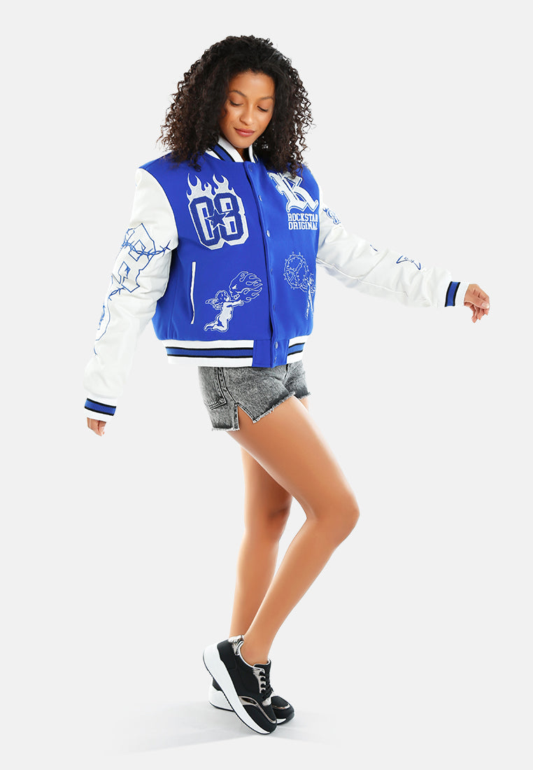 Women Embroidery Detail Varsity Jacket