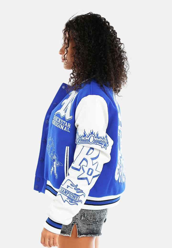 Women Embroidery Detail Varsity Jacket