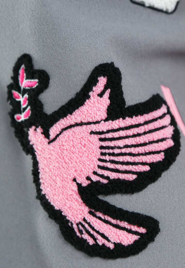 women patchwork varsity jacket#color_grey